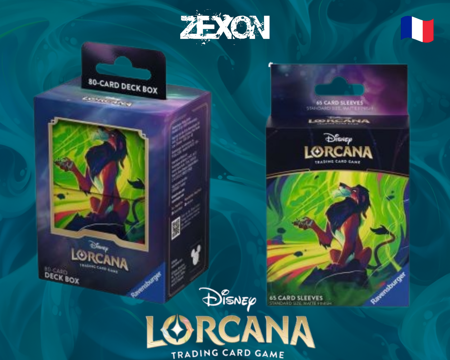 Disney LORCANA Set6 : Lot Sleeves+ DeckBox Scar