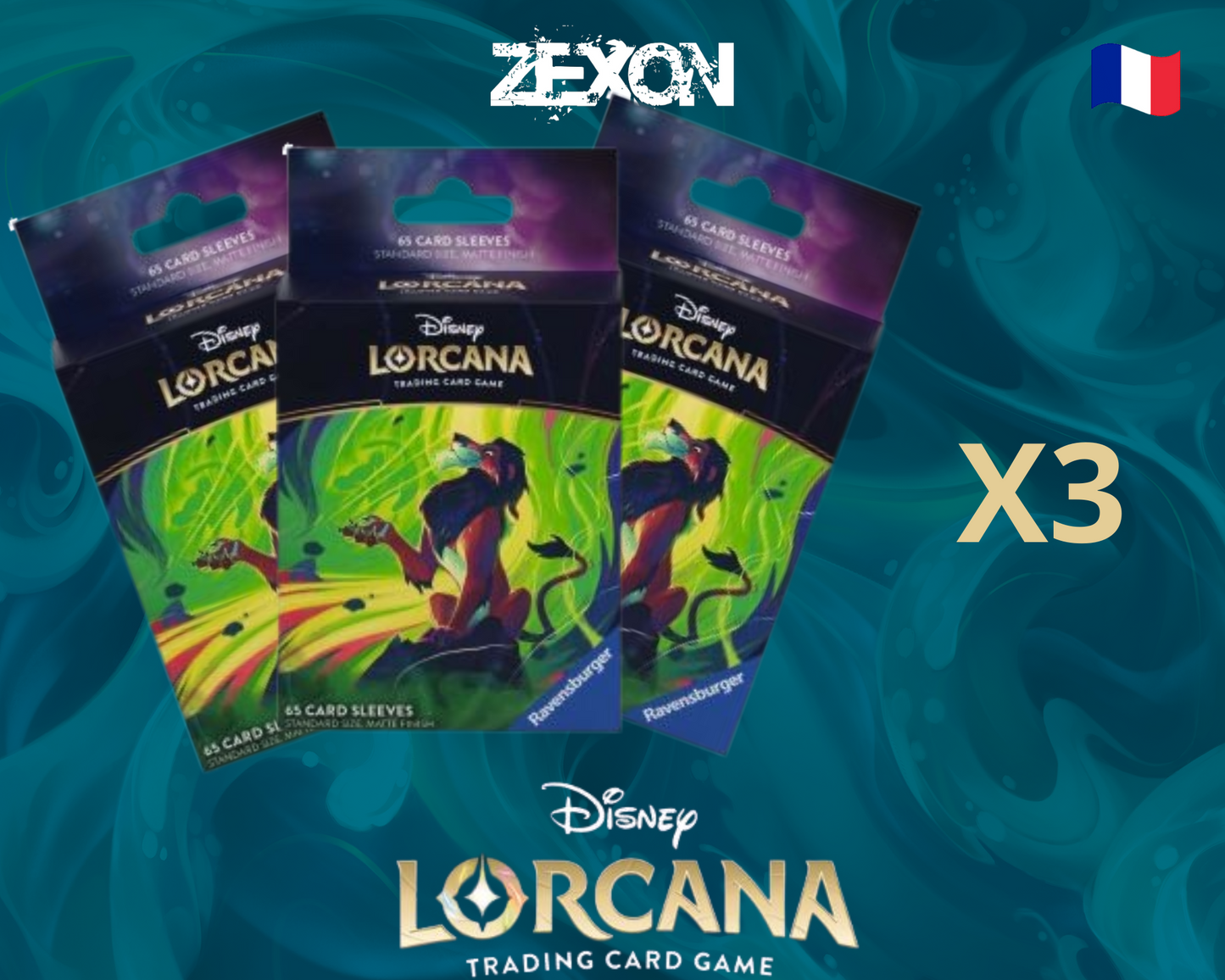 Disney LORCANA Set6 : Lot 3x65 Sleeves Scar