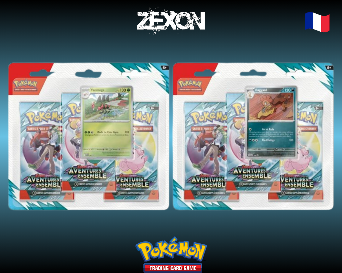 Pokémon - Écarlate et Violet - Tripack EV09 Aventures Ensemble Baggaïd ou Yanmega (aléatoire)