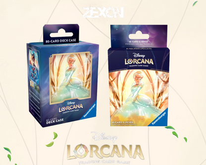 Disney LORCANA Set7 : Lot Sleeves+ DeckBox Cendrillon