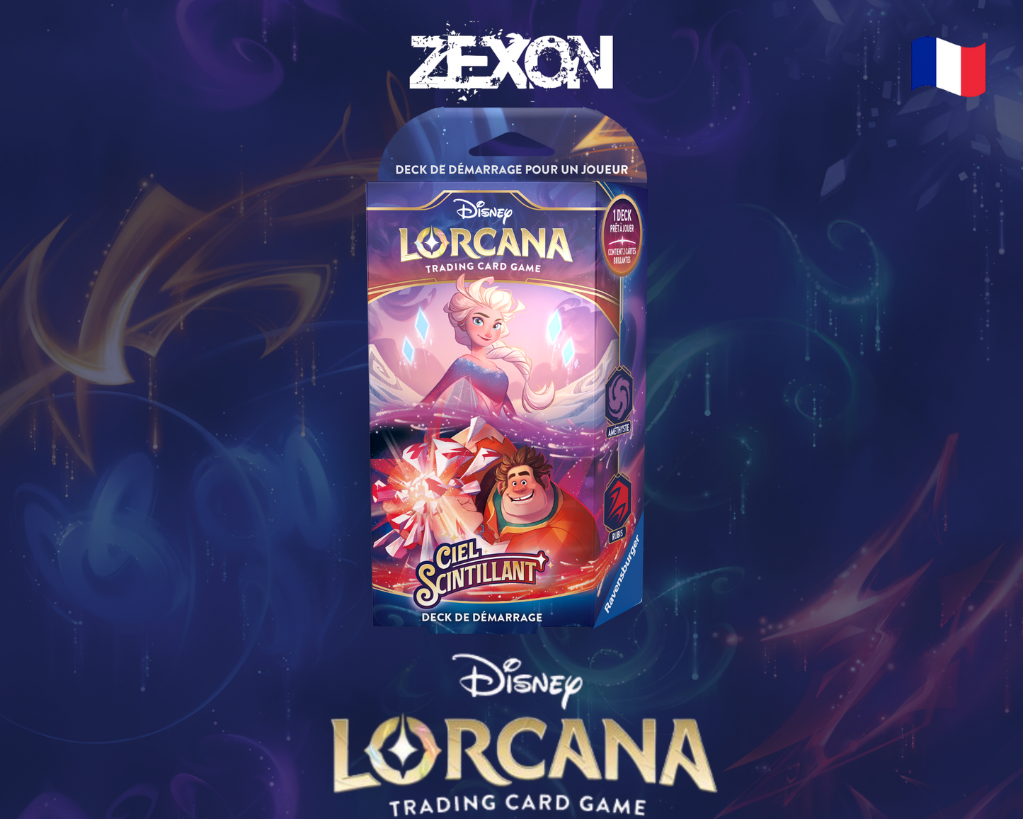 Disney LORCANA Set5: Lot Deck Améthyste & Rubis + Deck Emeraude & Acier