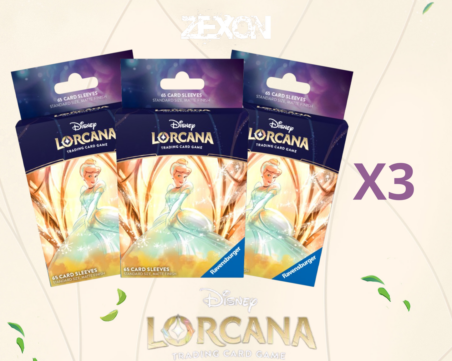 Disney LORCANA Set7 : Lot 3x65 Sleeves Cendrillon