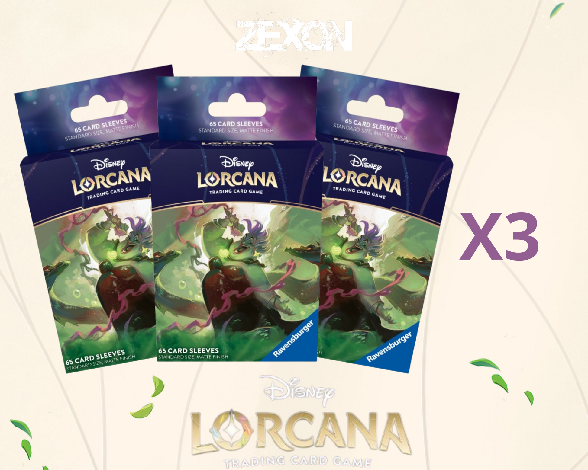 ursula card sleeves Disney LORCANA Set7 : Lot 3x65 Sleeves Ursula – ZeXon