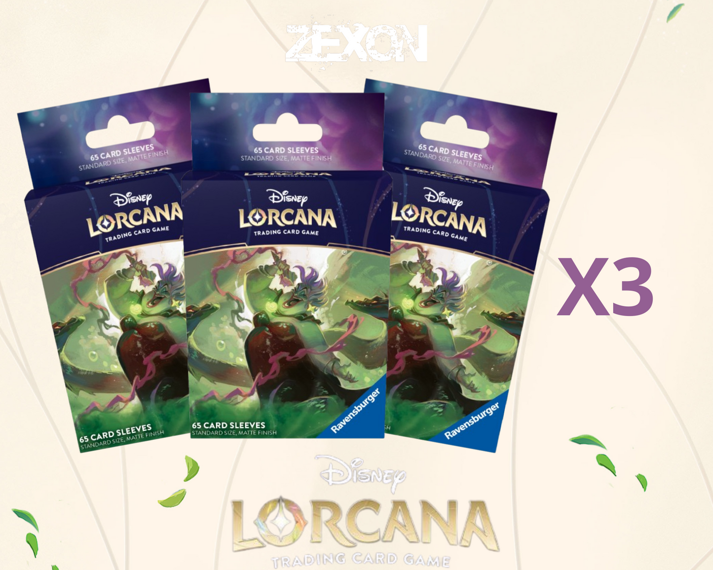 Disney LORCANA Set7 : Lot 3x65 Sleeves Ursula