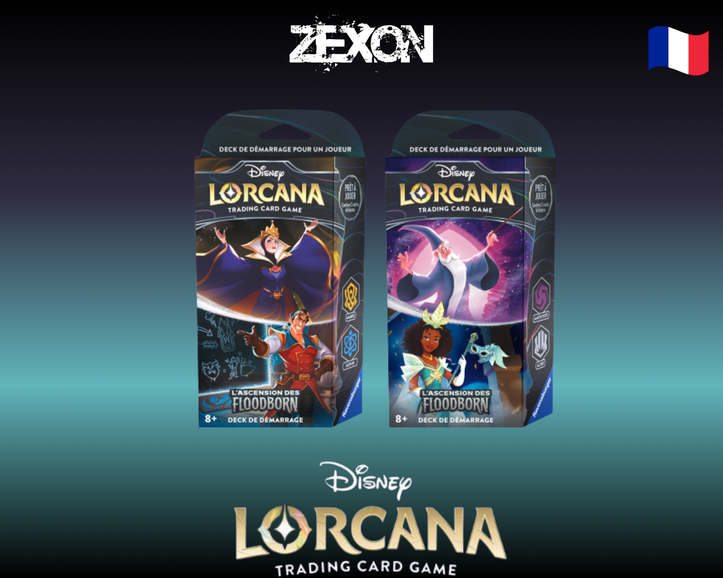 Disney Lorcana set2: Lot de 2 decks de démarrage Améthyste & Acier + Ambre & Saphir