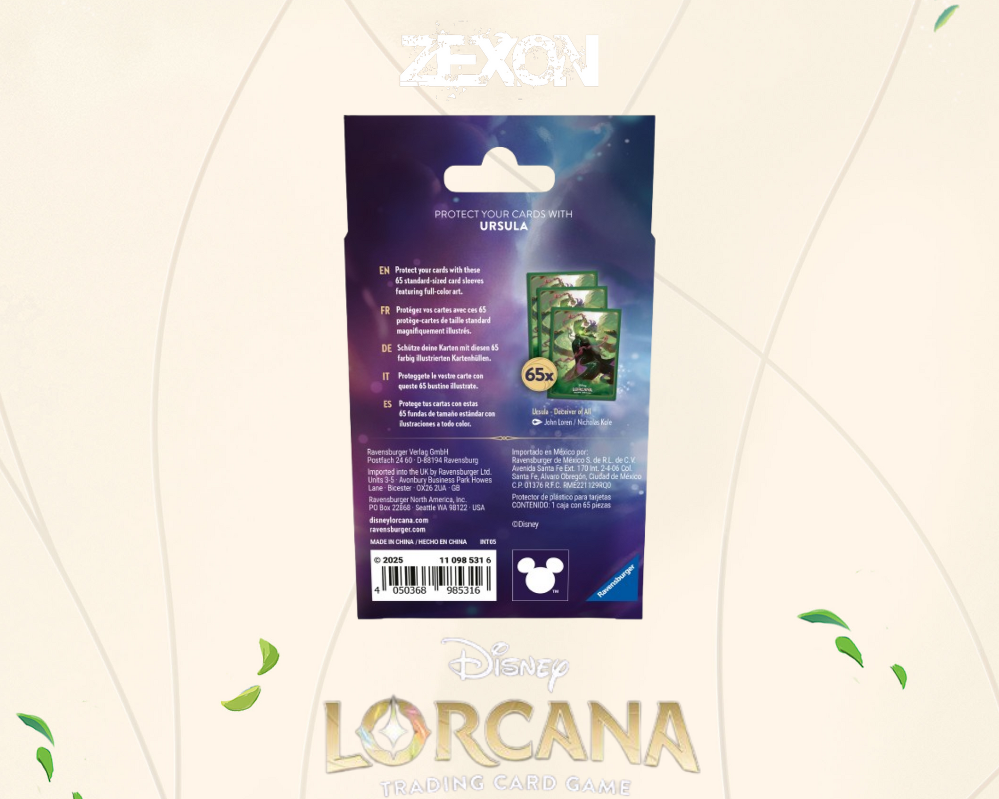 ursula card sleeves Disney LORCANA Set7 : Lot 3x65 Sleeves Ursula – ZeXon
